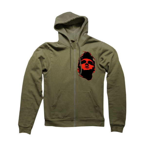 Morrissey - Viva Moz Army Green Zip Up Hoodie | Morrissey USD