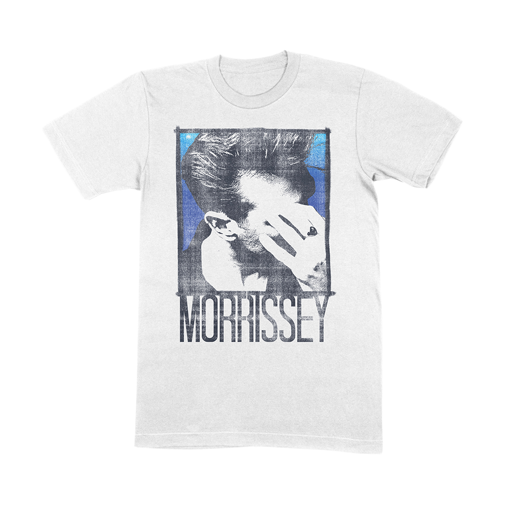 Morrissey - Blue Background White Tee | Clothing | Morrissey USD